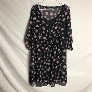 Black floral skater dress